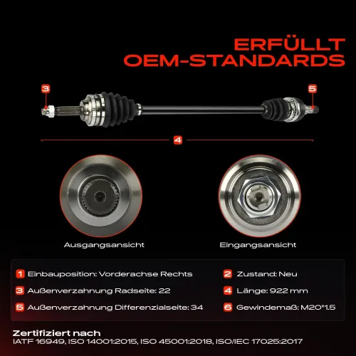 Antriebswelle Vorderachse rechts Frankberg 5481FB0038133 Bild Antriebswelle Vorderachse rechts Frankberg 5481FB0038133