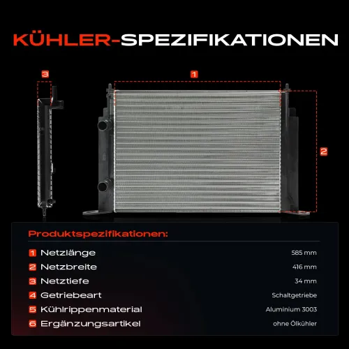 Kühler, Motorkühlung Frankberg 5481FB0042343 Bild Kühler, Motorkühlung Frankberg 5481FB0042343