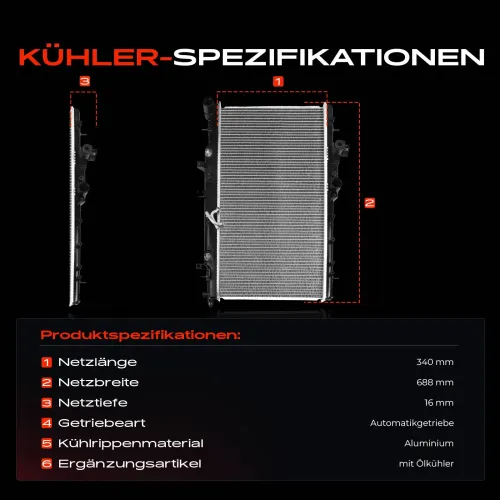 Kühler, Motorkühlung Frankberg 5481FB0042594 Bild Kühler, Motorkühlung Frankberg 5481FB0042594