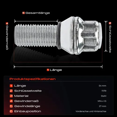 Radbolzen vorne und hinten Frankberg 5481FB0043813 Bild Radbolzen vorne und hinten Frankberg 5481FB0043813
