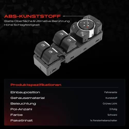 Schalter, Fensterheber fahrerseitig Frankberg 5481FB0043912 Bild Schalter, Fensterheber fahrerseitig Frankberg 5481FB0043912