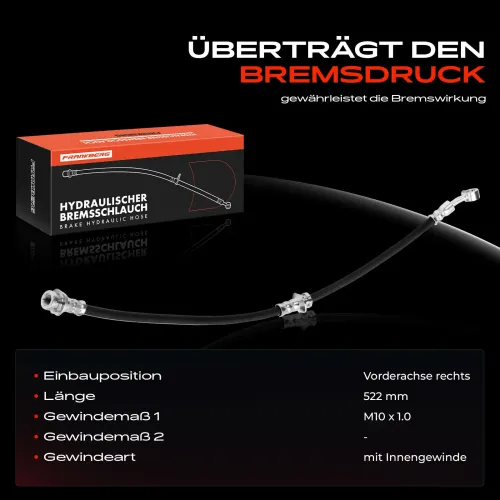 Bremsschlauch Vorderachse rechts Frankberg 5481FB0048909 Bild Bremsschlauch Vorderachse rechts Frankberg 5481FB0048909