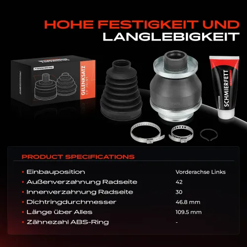 Gelenksatz, Antriebswelle Vorderachse links Frankberg 5481FB0049668 Bild Gelenksatz, Antriebswelle Vorderachse links Frankberg 5481FB0049668