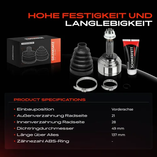 Gelenksatz, Antriebswelle Vorderachse Frankberg 5481FB0049706 Bild Gelenksatz, Antriebswelle Vorderachse Frankberg 5481FB0049706