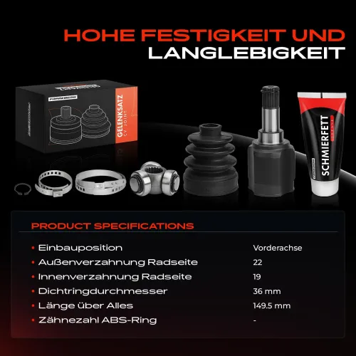 Gelenksatz, Antriebswelle Vorderachse Frankberg 5481FB0049800 Bild Gelenksatz, Antriebswelle Vorderachse Frankberg 5481FB0049800
