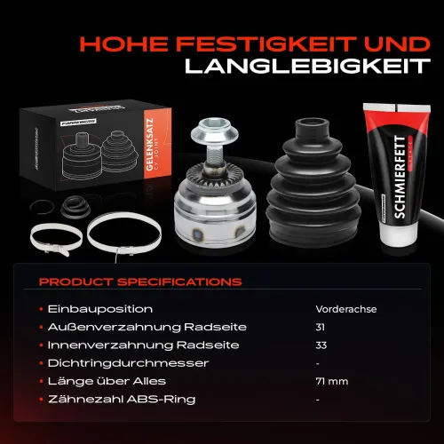 Gelenksatz, Antriebswelle Vorderachse Frankberg 5481FB0050163 Bild Gelenksatz, Antriebswelle Vorderachse Frankberg 5481FB0050163