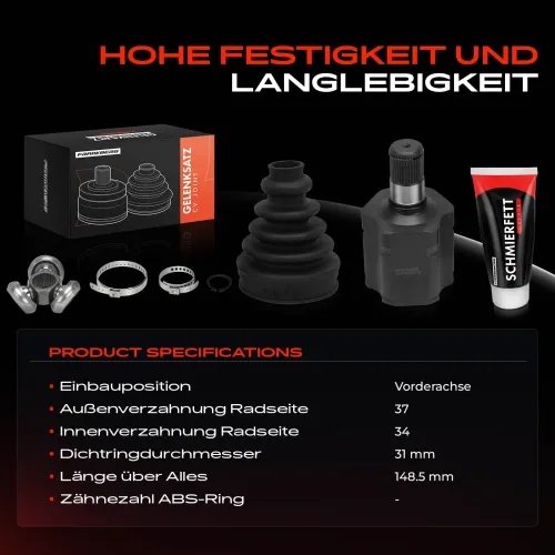 Gelenksatz, Antriebswelle Vorderachse links Frankberg 5481FB0050167 Bild Gelenksatz, Antriebswelle Vorderachse links Frankberg 5481FB0050167