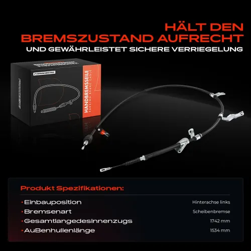 Seilzug, Feststellbremse Hinterachse links Frankberg 5481FB0050313 Bild Seilzug, Feststellbremse Hinterachse links Frankberg 5481FB0050313