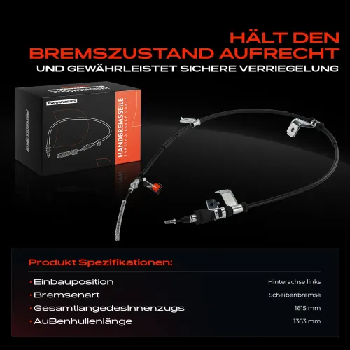 Seilzug, Feststellbremse Hinterachse links Frankberg 5481FB0050349 Bild Seilzug, Feststellbremse Hinterachse links Frankberg 5481FB0050349