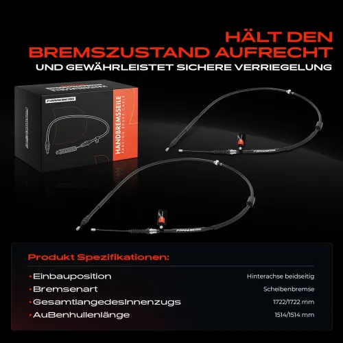 Seilzug, Feststellbremse Hinterachse beidseitig Frankberg 5481FB0050400 Bild Seilzug, Feststellbremse Hinterachse beidseitig Frankberg 5481FB0050400