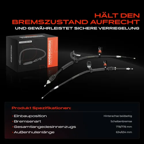 Seilzug, Feststellbremse Hinterachse beidseitig Frankberg 5481FB0050502 Bild Seilzug, Feststellbremse Hinterachse beidseitig Frankberg 5481FB0050502