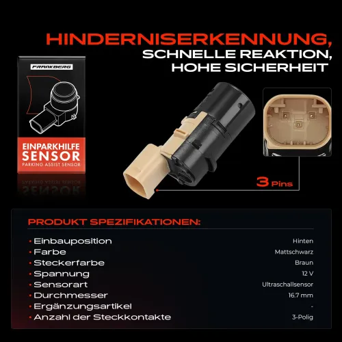 Sensor, Einparkhilfe 12 V hinten Frankberg 5481FB0050777 Bild Sensor, Einparkhilfe 12 V hinten Frankberg 5481FB0050777