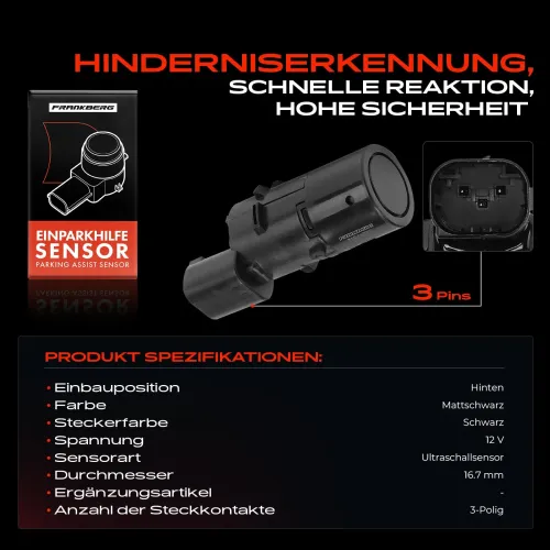Sensor, Einparkhilfe 12 V hinten Frankberg 5481FB0050783 Bild Sensor, Einparkhilfe 12 V hinten Frankberg 5481FB0050783