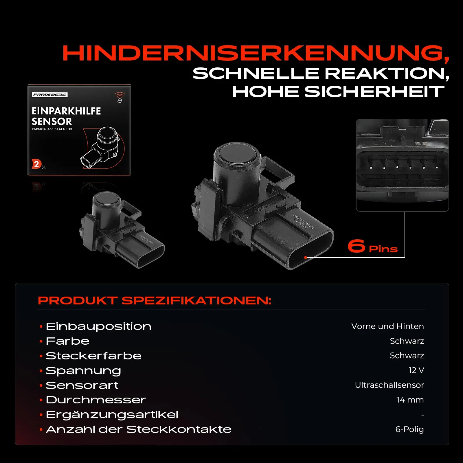 Sensor, Raddrehzahl 12 V Vorderachse links Frankberg 5481FB0000812