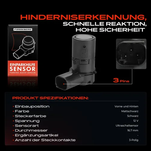 Sensor, Einparkhilfe 12 V vorne und hinten Frankberg 5481FB0050852 Bild Sensor, Einparkhilfe 12 V vorne und hinten Frankberg 5481FB0050852