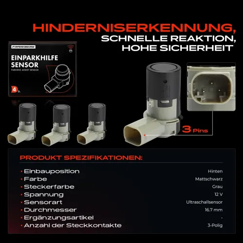 Sensor, Einparkhilfe 12 V hinten Frankberg 5481FB0050864 Bild Sensor, Einparkhilfe 12 V hinten Frankberg 5481FB0050864