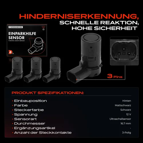 Sensor, Einparkhilfe 12 V hinten Frankberg 5481FB0050870 Bild Sensor, Einparkhilfe 12 V hinten Frankberg 5481FB0050870