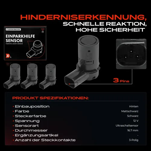Sensor, Einparkhilfe 12 V hinten Frankberg 5481FB0050871 Bild Sensor, Einparkhilfe 12 V hinten Frankberg 5481FB0050871