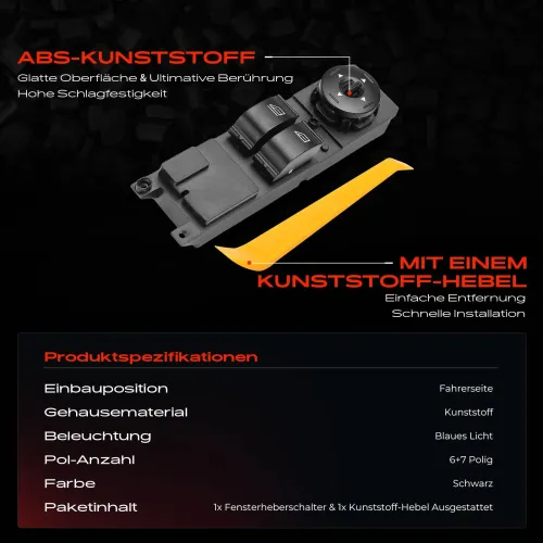 Schalter, Fensterheber fahrerseitig Frankberg 5481FB0050876 Bild Schalter, Fensterheber fahrerseitig Frankberg 5481FB0050876