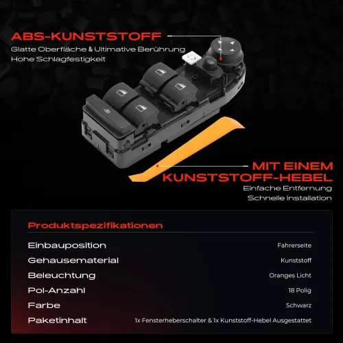 Schalter, Fensterheber fahrerseitig Frankberg 5481FB0051984 Bild Schalter, Fensterheber fahrerseitig Frankberg 5481FB0051984