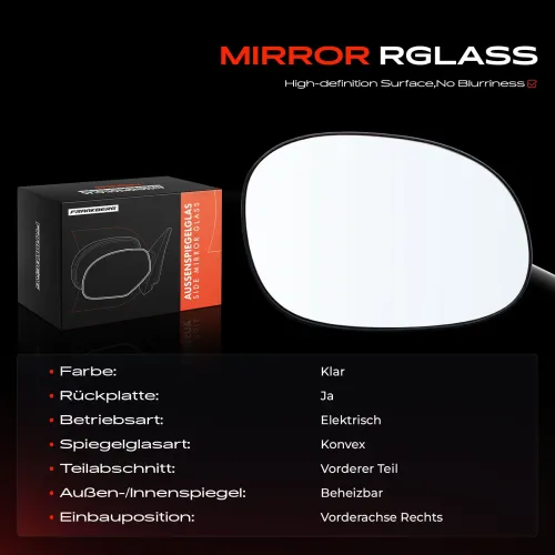 Spiegelglas, Außenspiegel Vorderachse rechts Frankberg 5481FB0052658 Bild Spiegelglas, Außenspiegel Vorderachse rechts Frankberg 5481FB0052658
