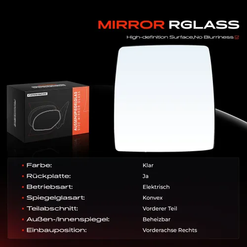 Spiegelglas, Außenspiegel Vorderachse rechts Frankberg 5481FB0052660 Bild Spiegelglas, Außenspiegel Vorderachse rechts Frankberg 5481FB0052660
