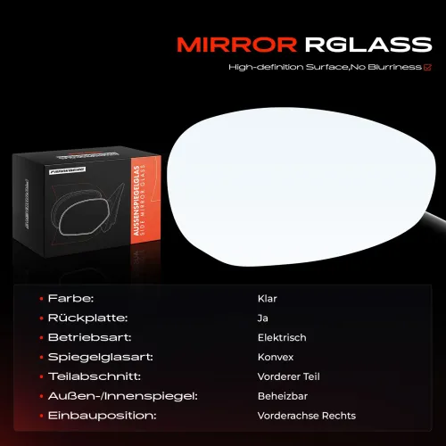 Spiegelglas, Außenspiegel Vorderachse rechts Frankberg 5481FB0052691 Bild Spiegelglas, Außenspiegel Vorderachse rechts Frankberg 5481FB0052691