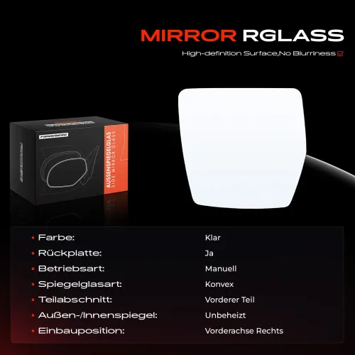 Spiegelglas, Außenspiegel Vorderachse rechts Frankberg 5481FB0052694 Bild Spiegelglas, Außenspiegel Vorderachse rechts Frankberg 5481FB0052694