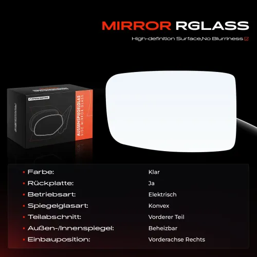 Spiegelglas, Außenspiegel Vorderachse rechts Frankberg 5481FB0052702 Bild Spiegelglas, Außenspiegel Vorderachse rechts Frankberg 5481FB0052702