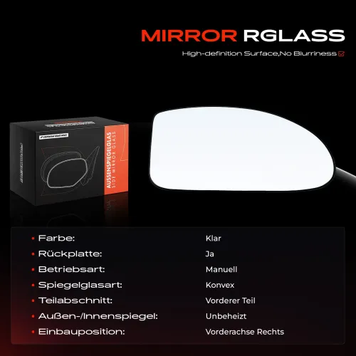 Spiegelglas, Außenspiegel Vorderachse rechts Frankberg 5481FB0052777 Bild Spiegelglas, Außenspiegel Vorderachse rechts Frankberg 5481FB0052777