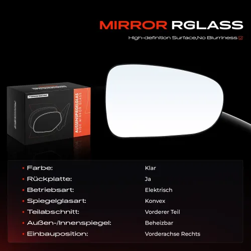 Spiegelglas, Außenspiegel Vorderachse rechts Frankberg 5481FB0052800 Bild Spiegelglas, Außenspiegel Vorderachse rechts Frankberg 5481FB0052800