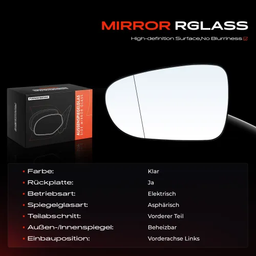 Spiegelglas, Außenspiegel Vorderachse links Frankberg 5481FB0052803 Bild Spiegelglas, Außenspiegel Vorderachse links Frankberg 5481FB0052803