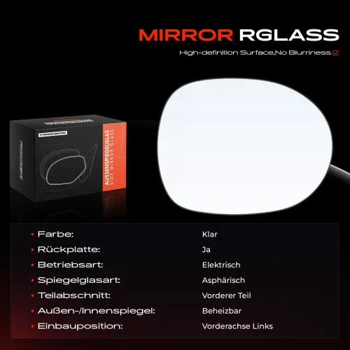 Spiegelglas, Außenspiegel Vorderachse links Frankberg 5481FB0052873 Bild Spiegelglas, Außenspiegel Vorderachse links Frankberg 5481FB0052873