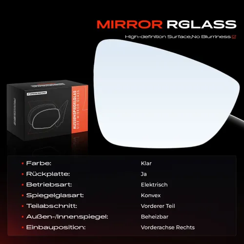 Spiegelglas, Außenspiegel Vorderachse rechts Frankberg 5481FB0052893 Bild Spiegelglas, Außenspiegel Vorderachse rechts Frankberg 5481FB0052893