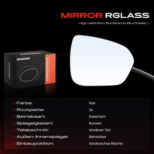 Spiegelglas, Außenspiegel Vorderachse rechts Frankberg 5481FB0052907 Bild Spiegelglas, Außenspiegel Vorderachse rechts Frankberg 5481FB0052907