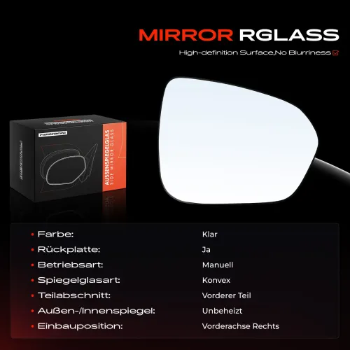 Spiegelglas, Außenspiegel Vorderachse rechts Frankberg 5481FB0052908 Bild Spiegelglas, Außenspiegel Vorderachse rechts Frankberg 5481FB0052908