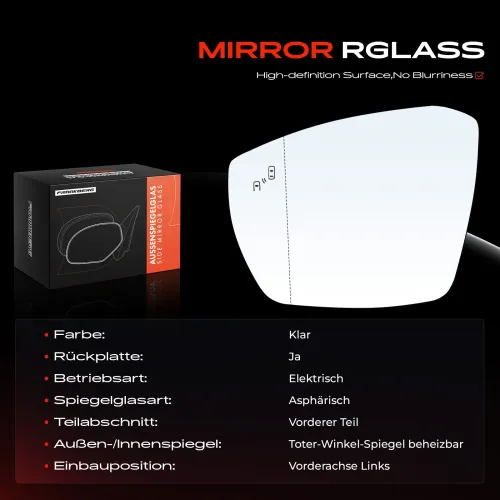 Spiegelglas, Außenspiegel Vorderachse links Frankberg 5481FB0052915 Bild Spiegelglas, Außenspiegel Vorderachse links Frankberg 5481FB0052915