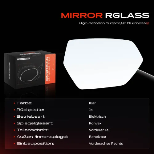 Spiegelglas, Außenspiegel Vorderachse rechts Frankberg 5481FB0052917 Bild Spiegelglas, Außenspiegel Vorderachse rechts Frankberg 5481FB0052917