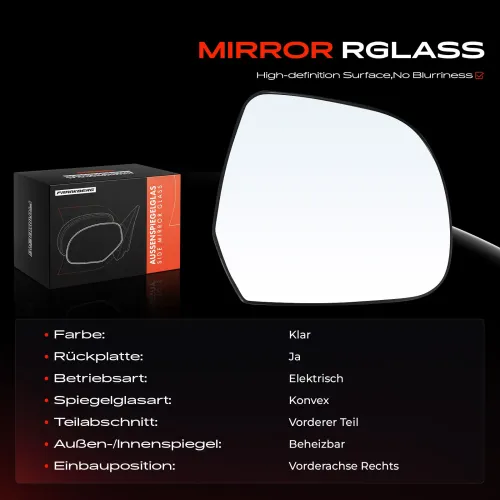 Spiegelglas, Außenspiegel Vorderachse rechts Frankberg 5481FB0052993 Bild Spiegelglas, Außenspiegel Vorderachse rechts Frankberg 5481FB0052993