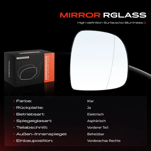 Spiegelglas, Außenspiegel Vorderachse rechts Frankberg 5481FB0053003 Bild Spiegelglas, Außenspiegel Vorderachse rechts Frankberg 5481FB0053003