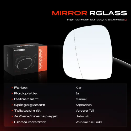 Spiegelglas, Außenspiegel Vorderachse links Frankberg 5481FB0053004 Bild Spiegelglas, Außenspiegel Vorderachse links Frankberg 5481FB0053004