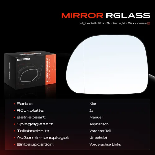 Spiegelglas, Außenspiegel Vorderachse links Frankberg 5481FB0053030 Bild Spiegelglas, Außenspiegel Vorderachse links Frankberg 5481FB0053030