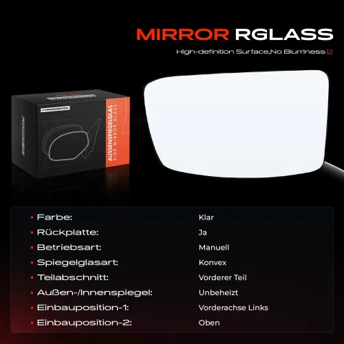 Spiegelglas, Außenspiegel links oben Frankberg 5481FB0053033 Bild Spiegelglas, Außenspiegel links oben Frankberg 5481FB0053033