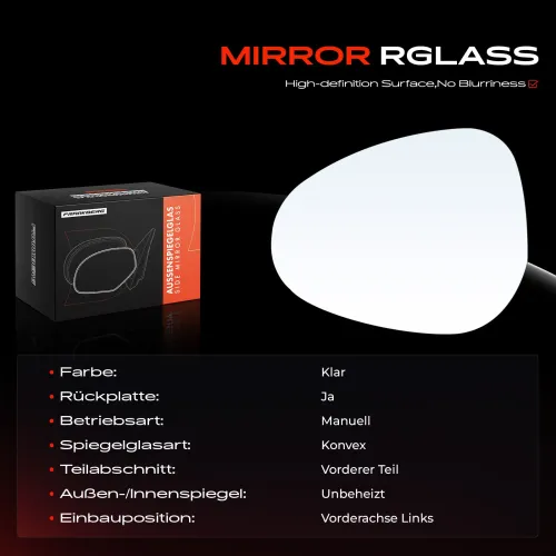 Spiegelglas, Außenspiegel Vorderachse links Frankberg 5481FB0053036 Bild Spiegelglas, Außenspiegel Vorderachse links Frankberg 5481FB0053036
