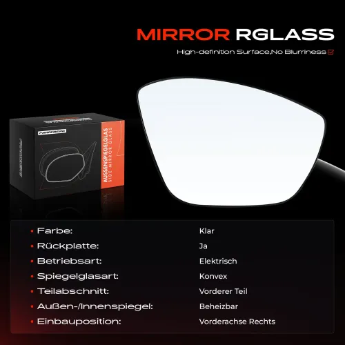 Spiegelglas, Außenspiegel Vorderachse rechts Frankberg 5481FB0053044 Bild Spiegelglas, Außenspiegel Vorderachse rechts Frankberg 5481FB0053044