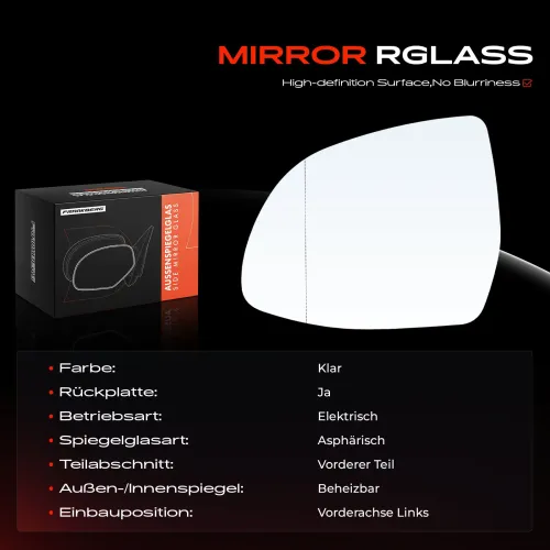 Spiegelglas, Außenspiegel Vorderachse links Frankberg 5481FB0053052 Bild Spiegelglas, Außenspiegel Vorderachse links Frankberg 5481FB0053052