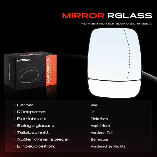 Spiegelglas, Außenspiegel Vorderachse rechts Frankberg 5481FB0053060 Bild Spiegelglas, Außenspiegel Vorderachse rechts Frankberg 5481FB0053060