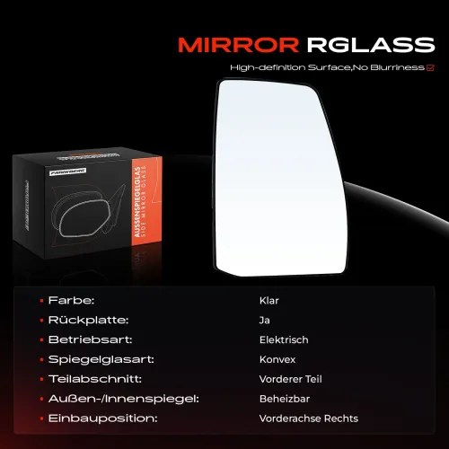 Spiegelglas, Außenspiegel Vorderachse rechts Frankberg 5481FB0053093 Bild Spiegelglas, Außenspiegel Vorderachse rechts Frankberg 5481FB0053093