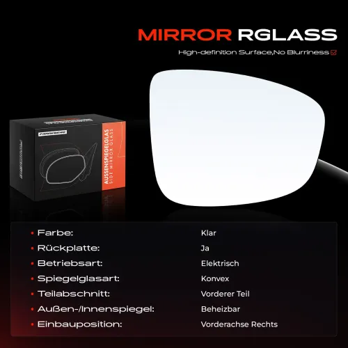 Spiegelglas, Außenspiegel Vorderachse rechts Frankberg 5481FB0053100 Bild Spiegelglas, Außenspiegel Vorderachse rechts Frankberg 5481FB0053100