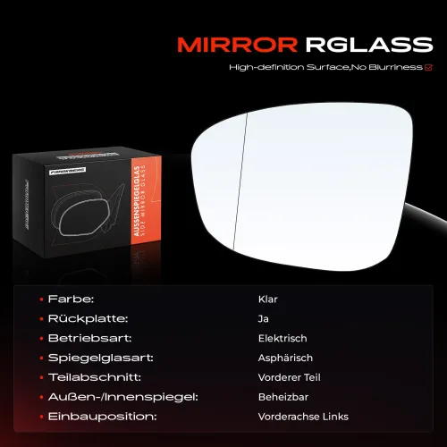 Spiegelglas, Außenspiegel Vorderachse links Frankberg 5481FB0053102 Bild Spiegelglas, Außenspiegel Vorderachse links Frankberg 5481FB0053102